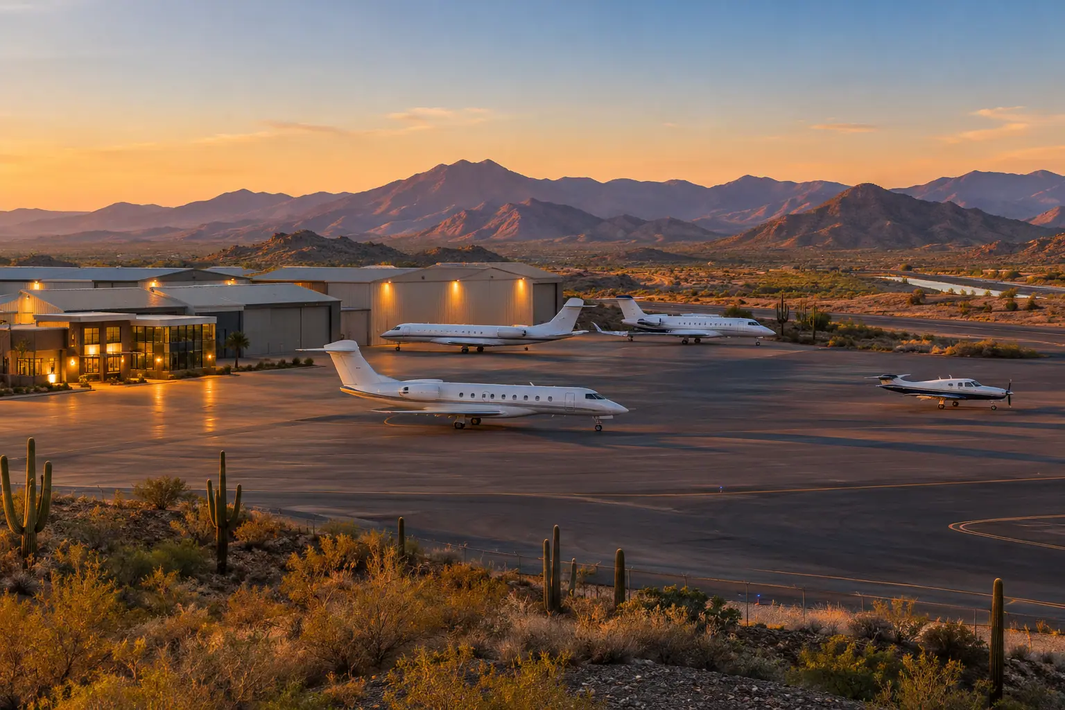 Private jets at Phoenix Deer Valley Airport