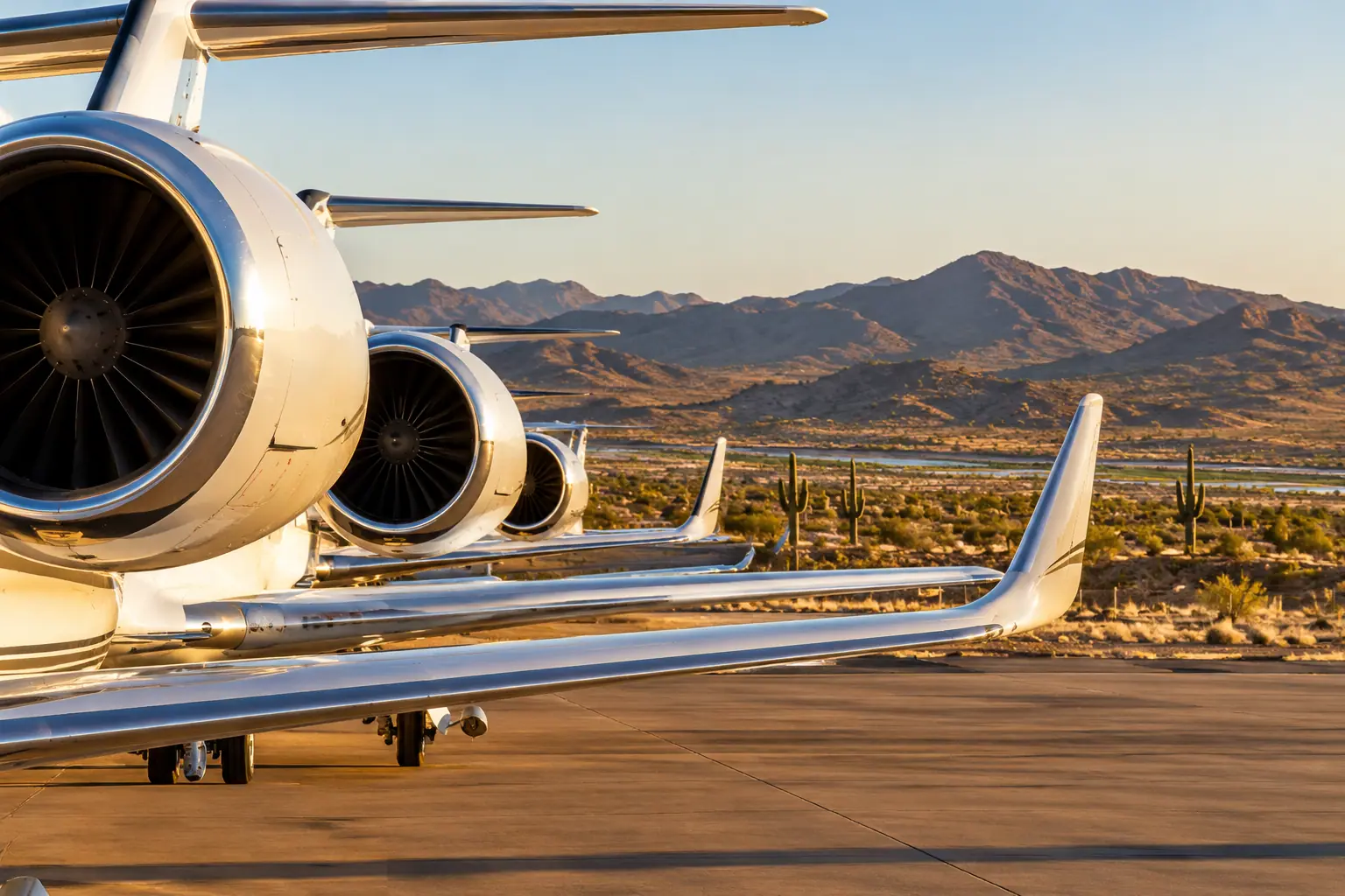 Business jets on the ramp